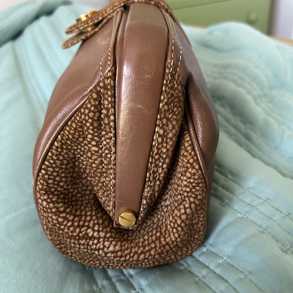 BORBONESE Clutch Suede Leather Brown Gold - Picture 4 of 11